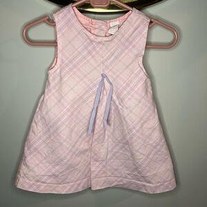 Baby Pink Plaid Dress with Bow​​